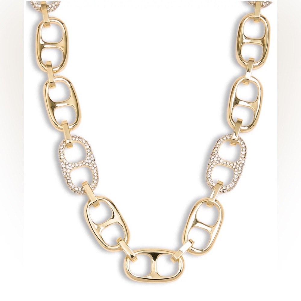 Aqua Gold and Silver Chain Necklace